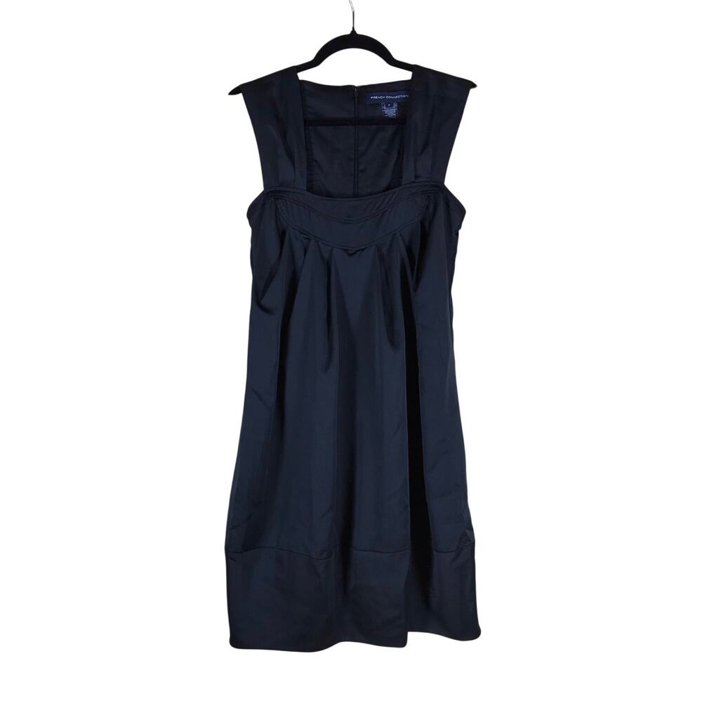 French Connection Dress Women’s 2 Black Blue Sweetheart Ruched Mini Party